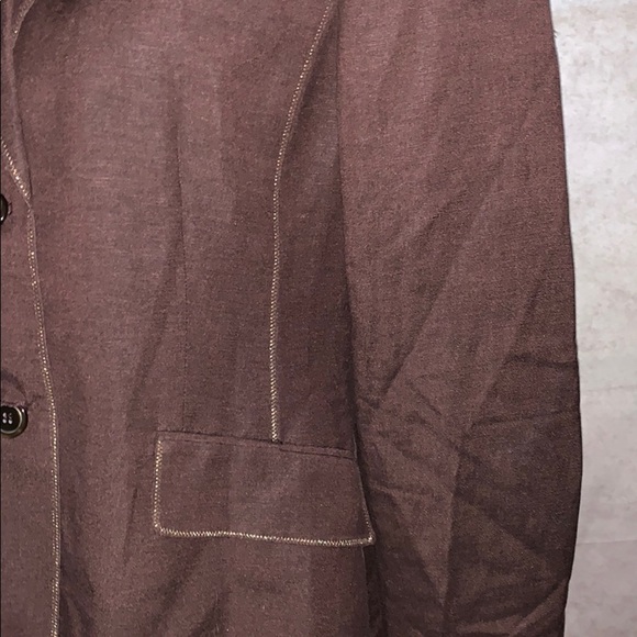 Kasper Chocolate Brown Jacket w/ Gold Stitching - Picture 3 of 12